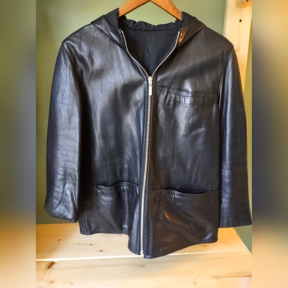 Colebrook & Co. Women's Black Leather Hooded Jacket Size Small - Picture 1 of 5